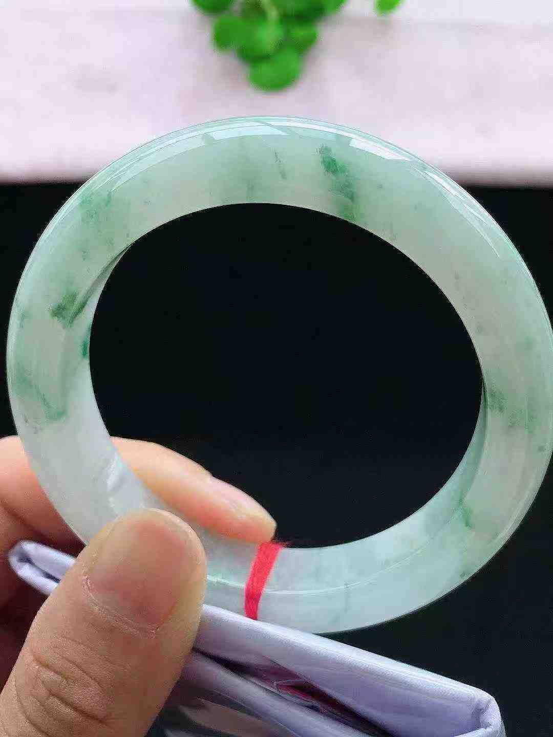 975851 56mm冰飄花正圈翡翠手鐲 (54-56)