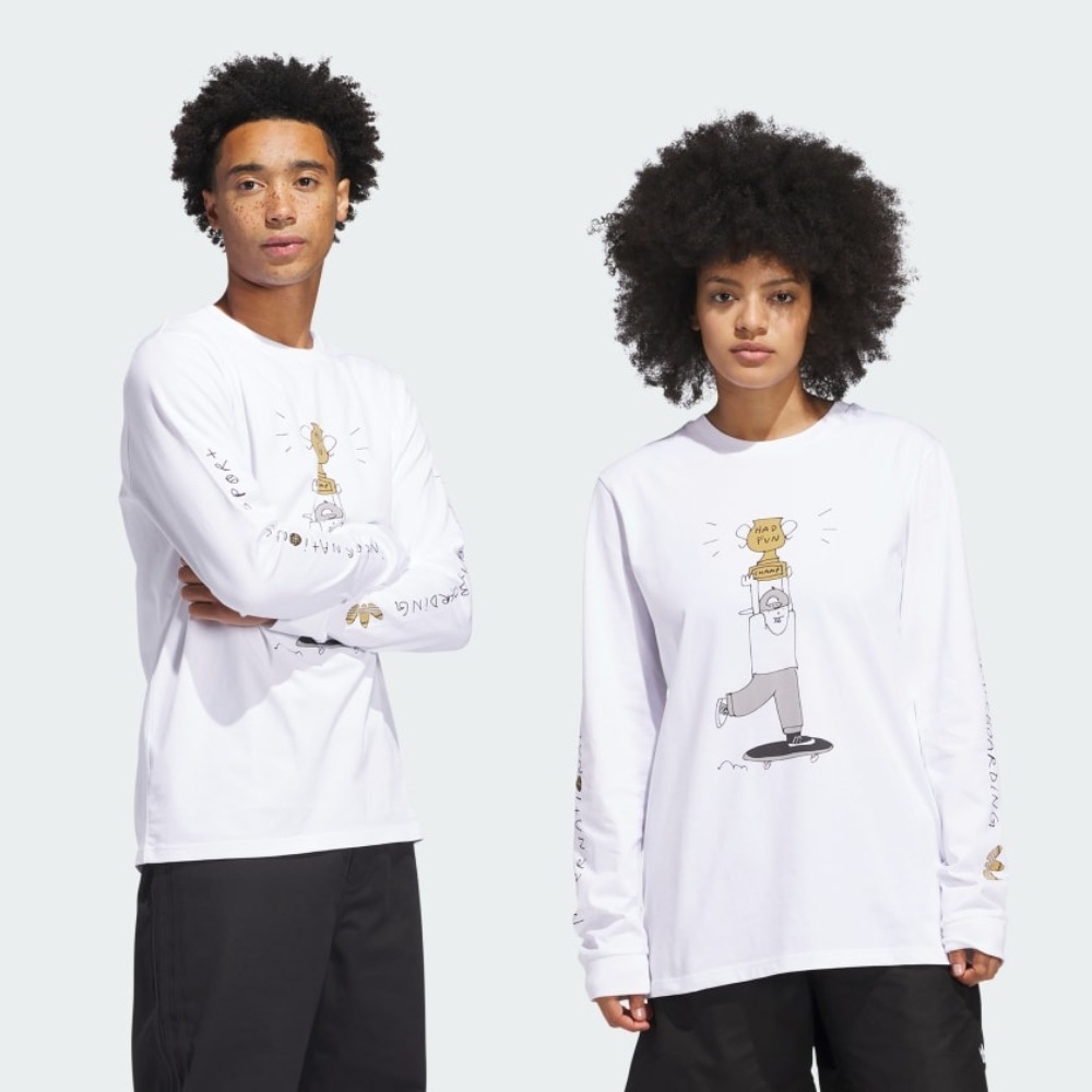 ADIDAS 長袖 HJ CHAMP LS TEE 白色 冠軍插畫 薄長T 中性 JD2715