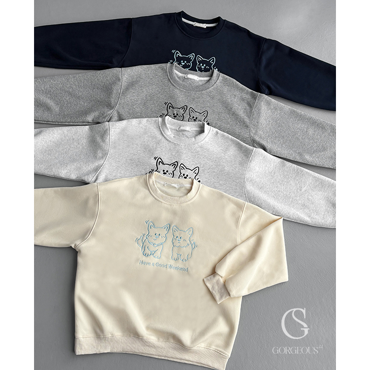 G3107 現貨「刺繡狗狗大學TEE」