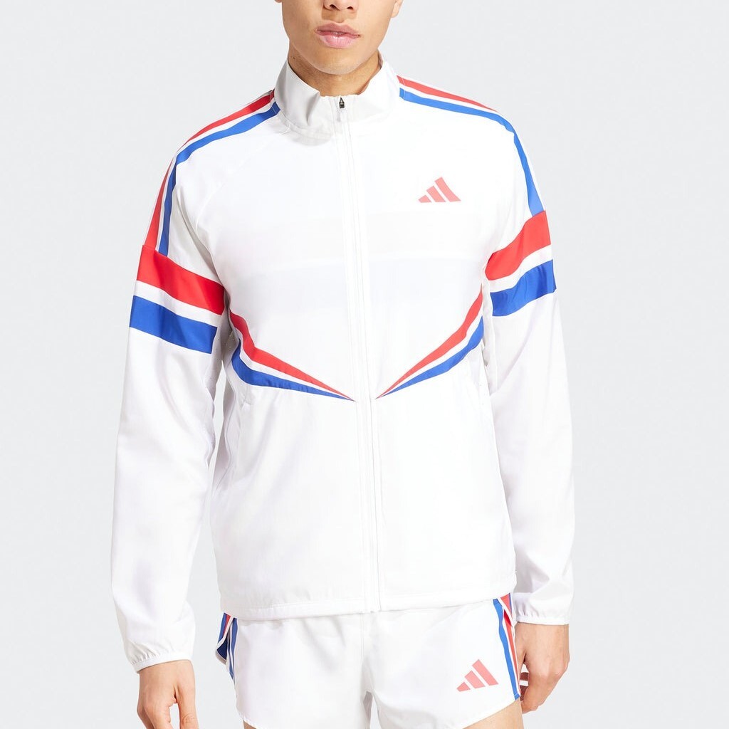 ADIDAS 外套 ADIZERO R JKT 白藍紅 運動 教練外套 男 JD7317