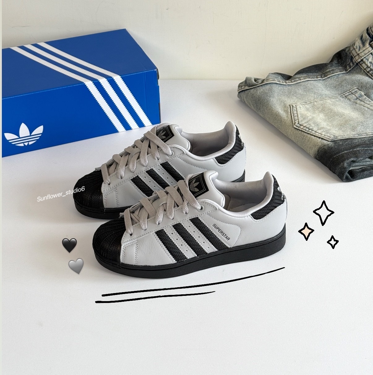 Adidas Originals Superstar 2.0 淺灰色 黑色 編織 皮革 復古 貝殼鞋 板鞋 JQ3183/預購