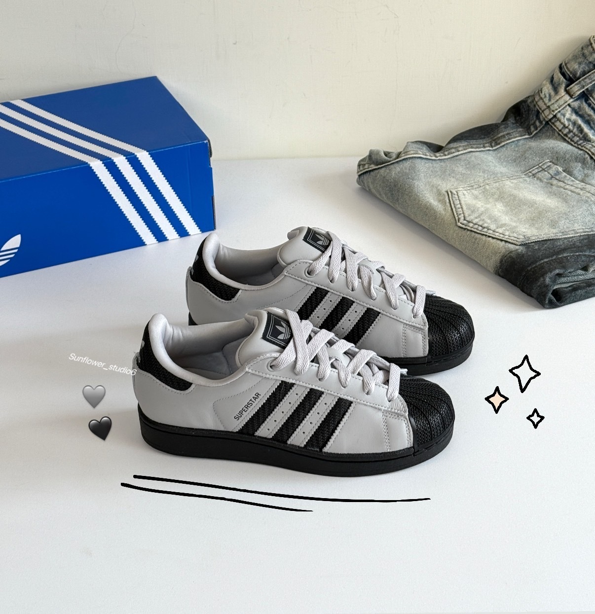 Adidas Originals Superstar 2.0 淺灰色 黑色 編織 皮革 復古 貝殼鞋 板鞋 JQ3183/預購