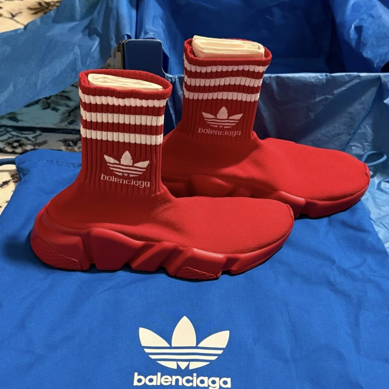 ADIDAS x BALENCIAGA SPEED SNEAKER 紅 白LOGO 襪套鞋 運動 休閒鞋