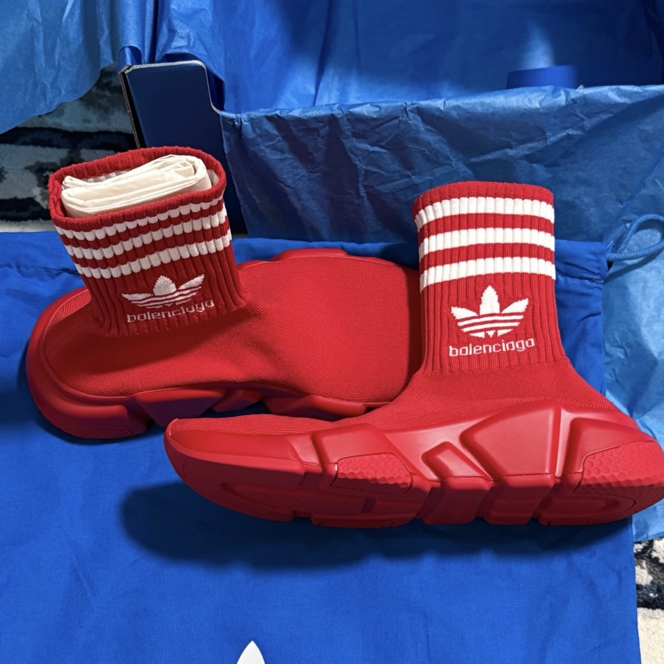 ADIDAS x BALENCIAGA SPEED SNEAKER 紅 白LOGO 襪套鞋 運動 休閒鞋
