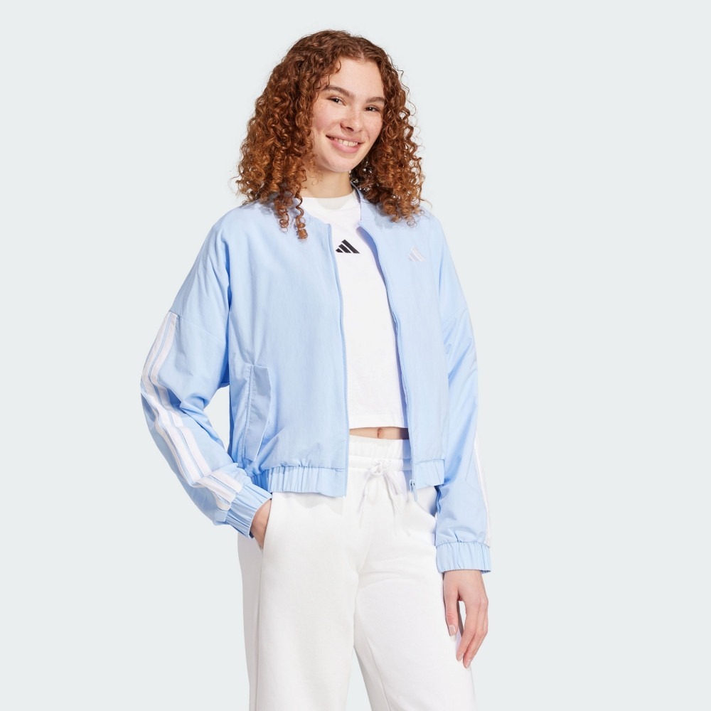 ADIDAS 外套 W 3S WV 水藍色 休閒 立領 薄外套 女 JN2487