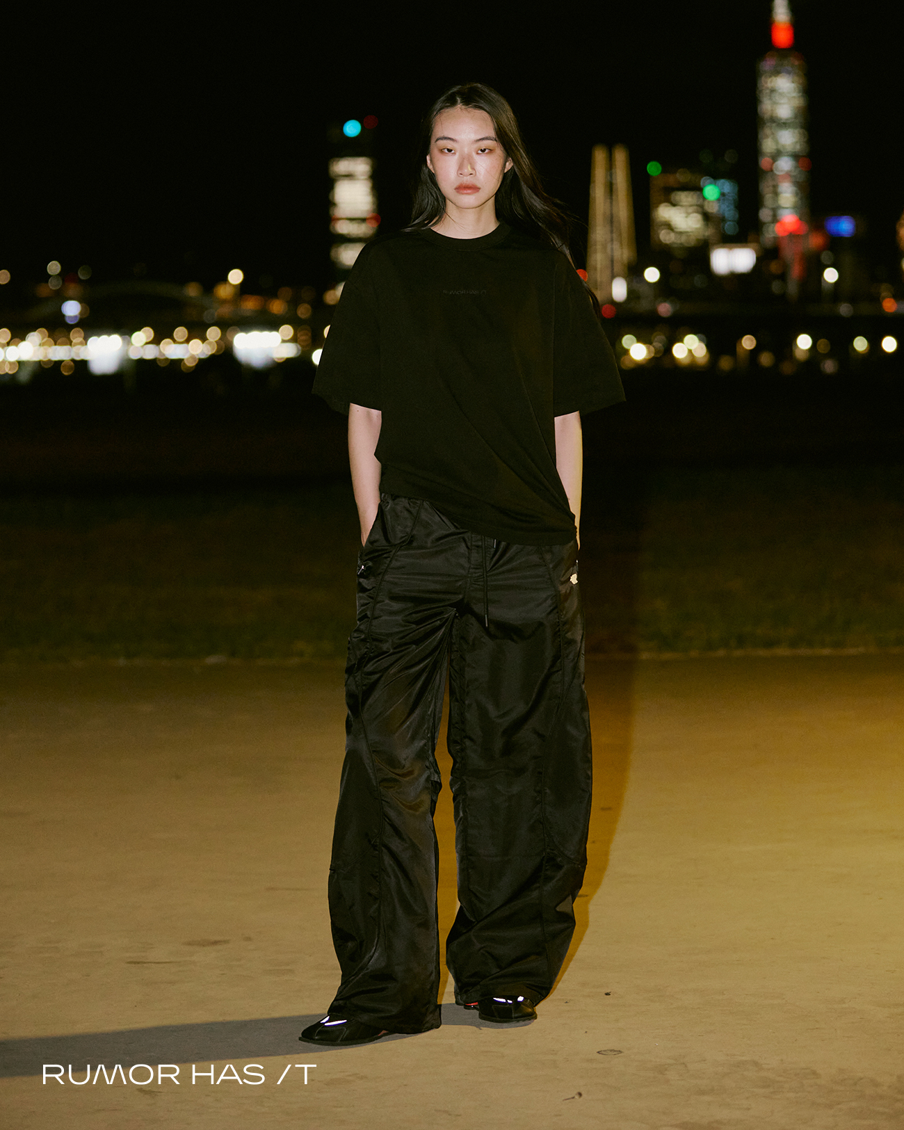 RHI Whisper Stitch Oversized Tshirt-Black