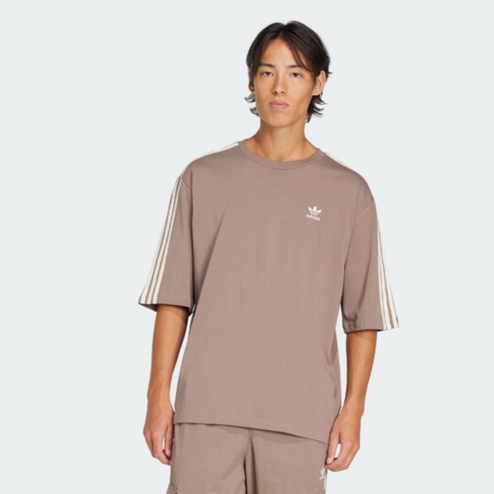ADIDAS 短T OVERSIZE TEE 奶茶 三葉草 寬鬆 短袖 上衣 男 JP1058