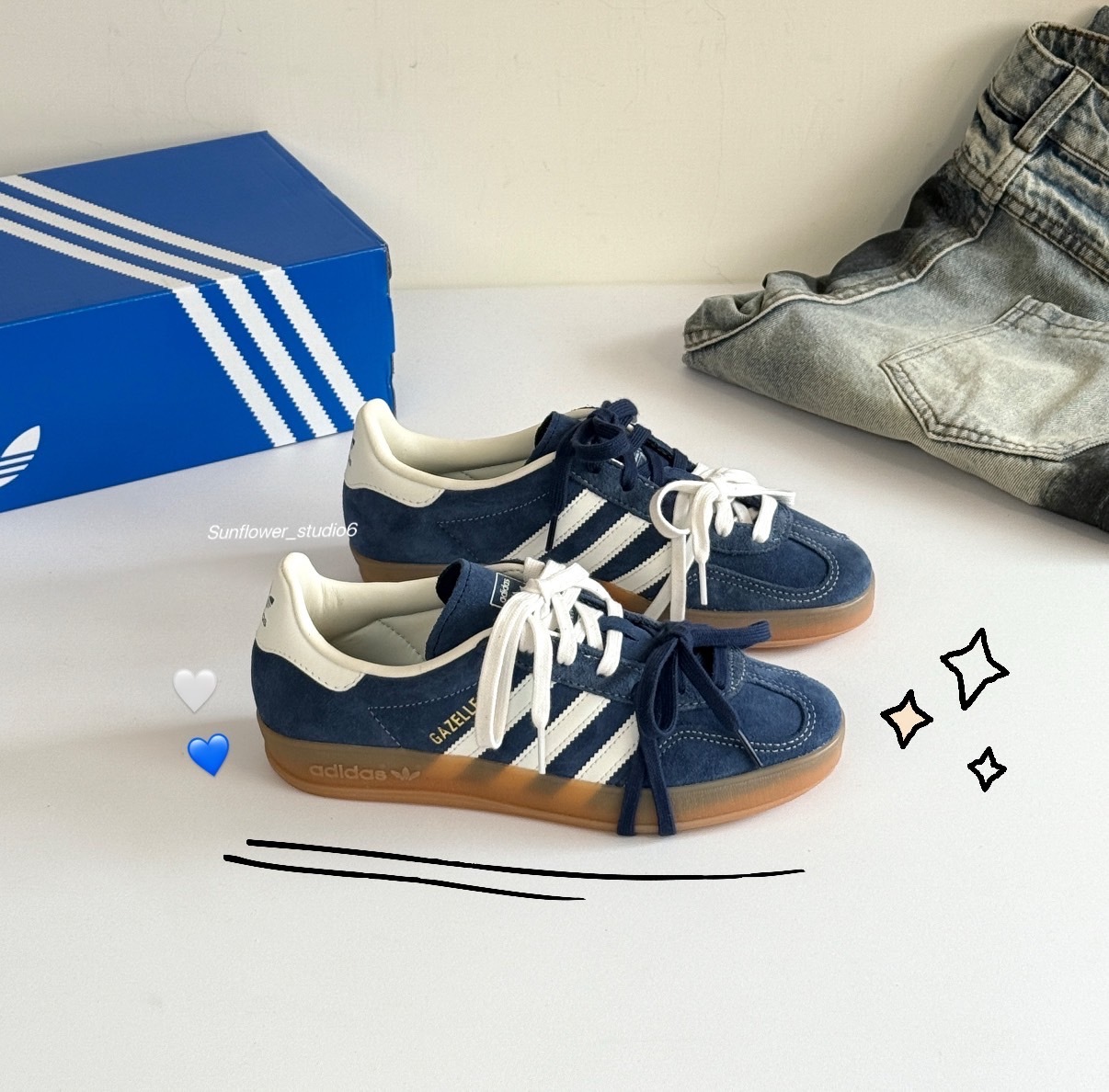 Adidas Originals Gazelle Indoor 藏青藍 藍白色 麂皮 焦糖底 復古 德訓鞋 T頭鞋 JQ8393/預購