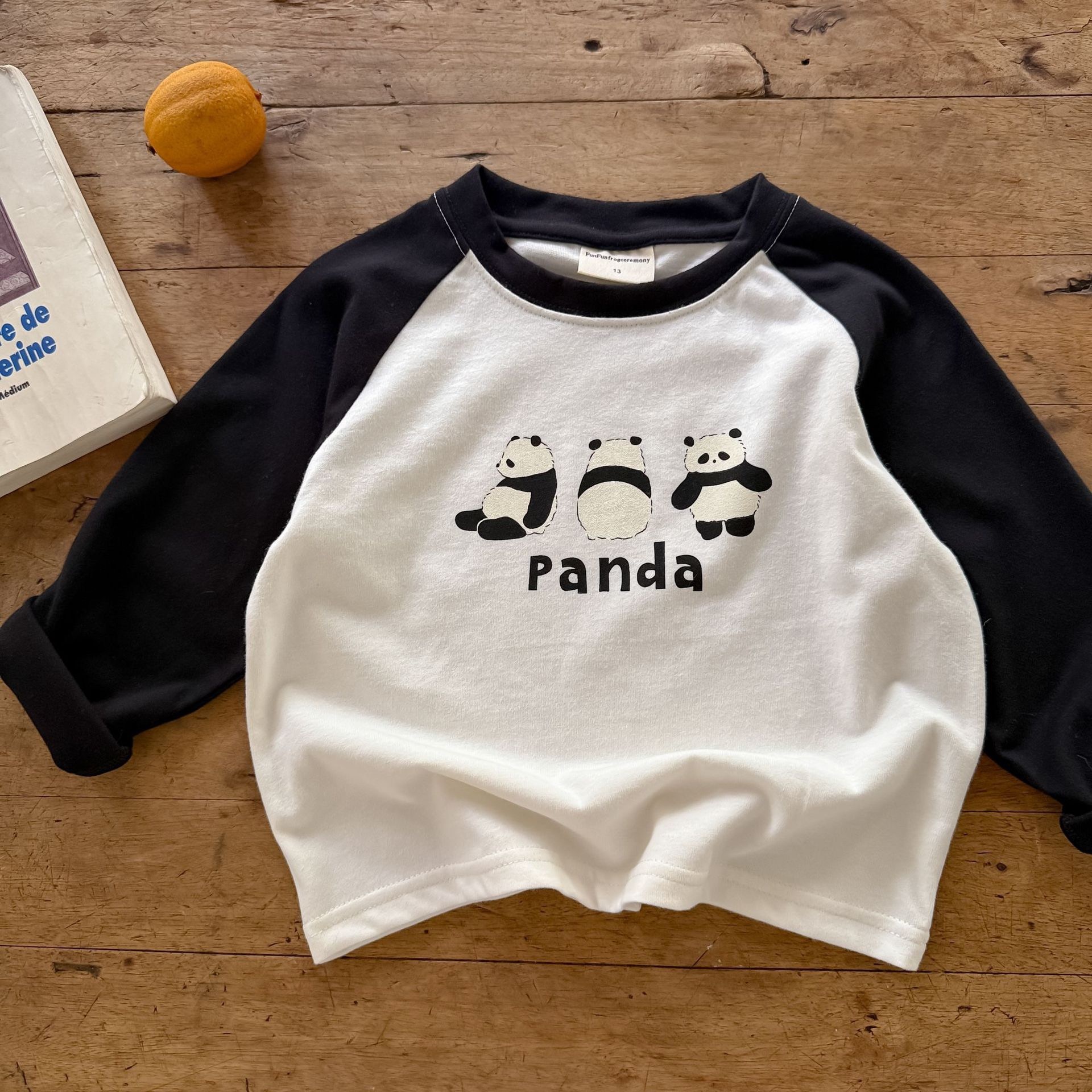 黑白胖達拼袖上衣