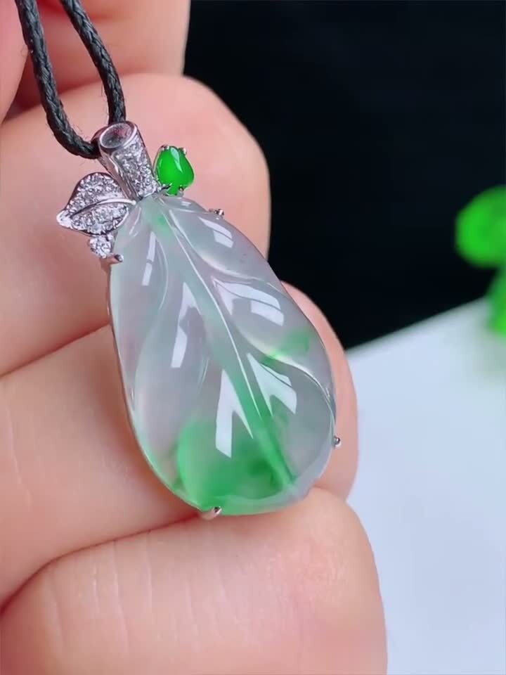 翡翠高冰飄綠葉子,天然翡翠A玉, 緬甸玉, Jade, Jadeite