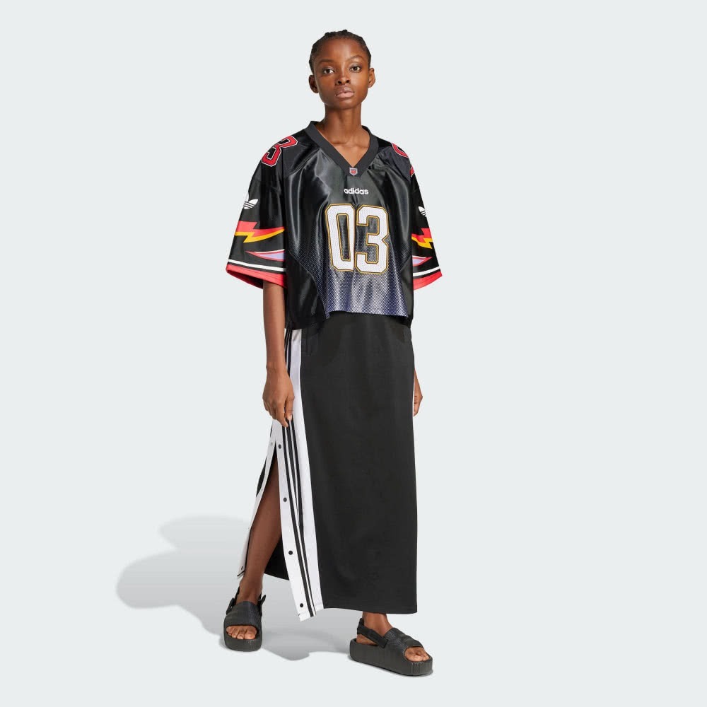 ADIDAS 短T ADILENIUM SEASON 3 黑 火焰 短版球衣 女 JX9217