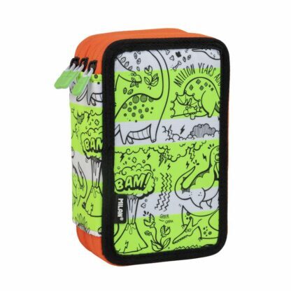 (金屬色鉛筆款)MILAN隨行畫筆袋著走_恐龍樂園_快樂貪食龍(3層式)