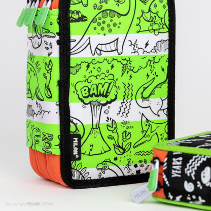 (金屬色鉛筆款)MILAN隨行畫筆袋著走_恐龍樂園_快樂貪食龍(3層式)