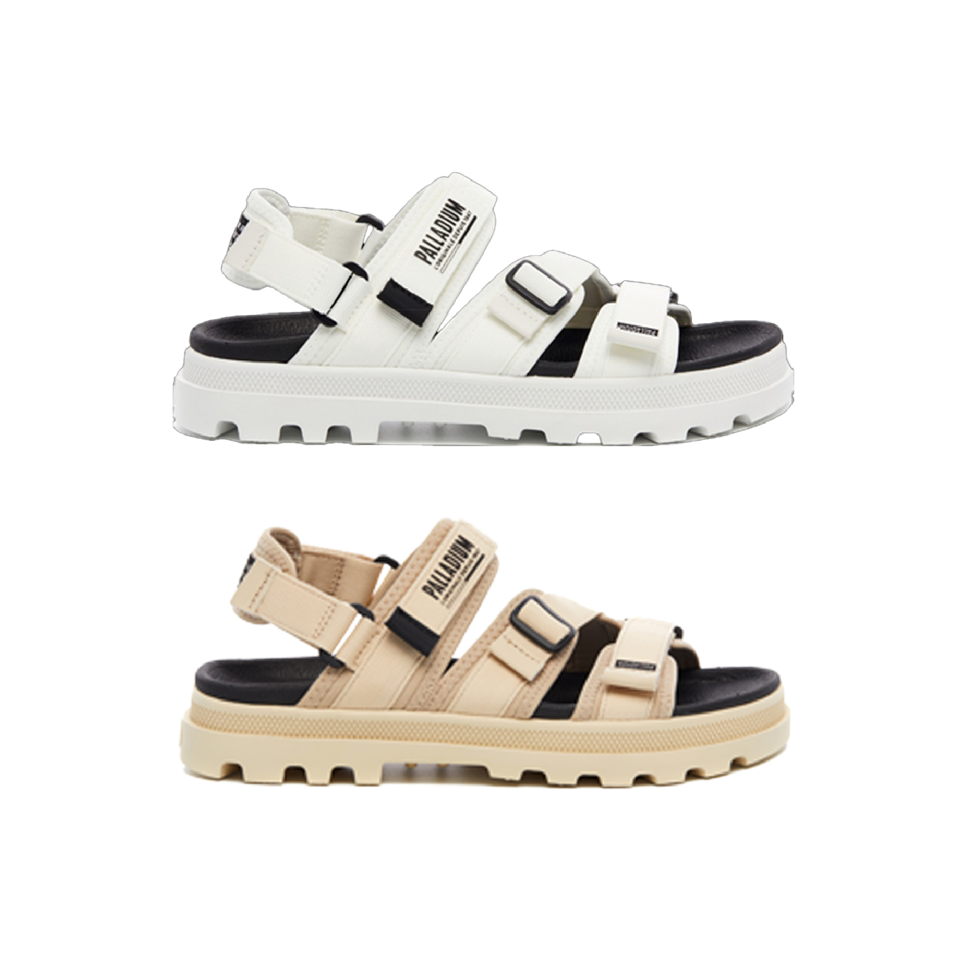男女鞋 PALLADUNE SPORT 白色 沙漠金 橡膠 耐磨 可調節 魔鬼氈 涼拖鞋 涼鞋【78585】