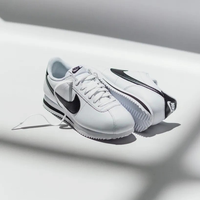 NIKE 休閒鞋 W CORTEZ 白黑 皮革 阿甘鞋 女 DN1791-107