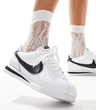 NIKE 休閒鞋 W CORTEZ 白黑 皮革 阿甘鞋 女 DN1791-107