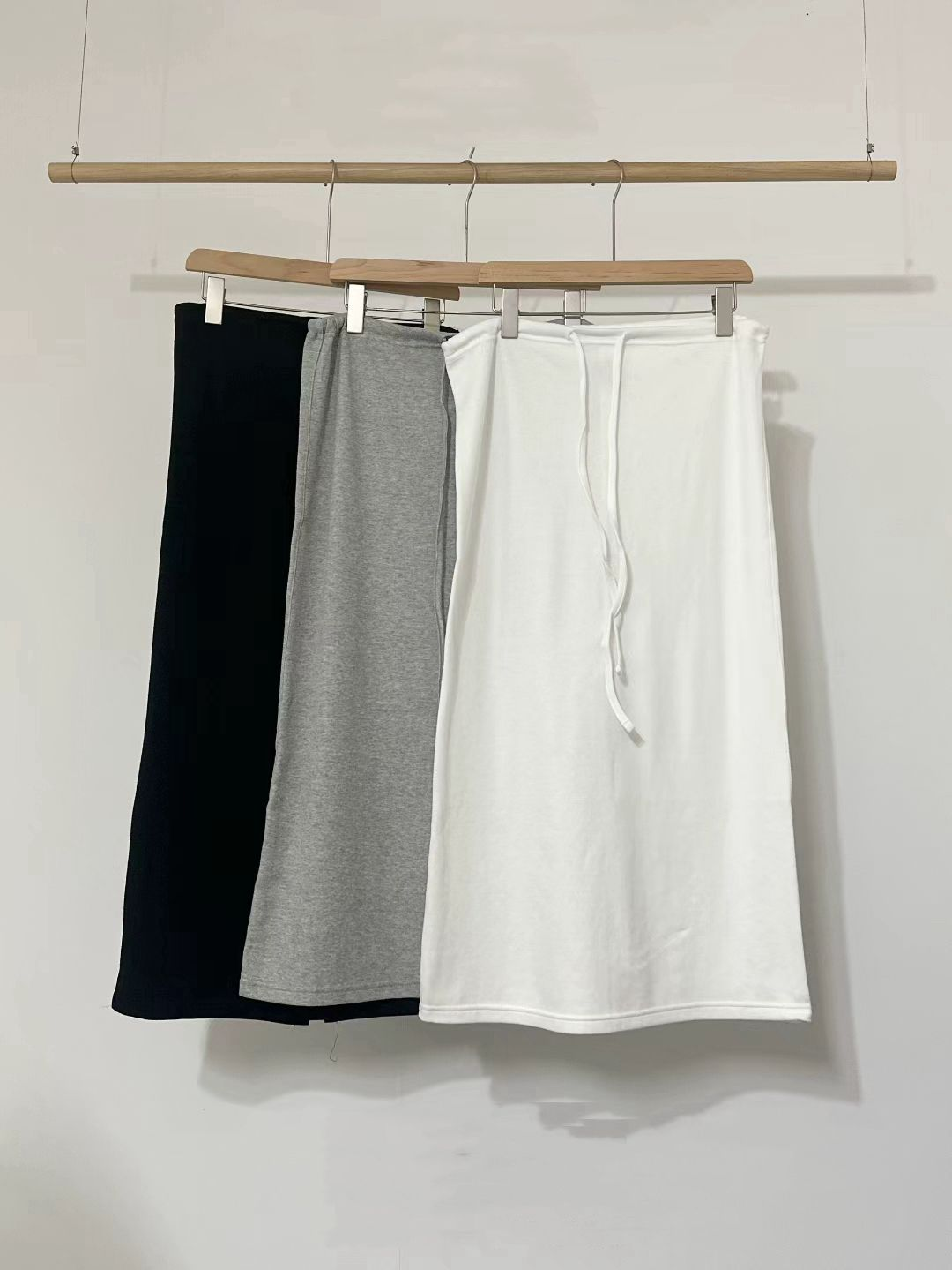 綁繩直筒半裙(白色)