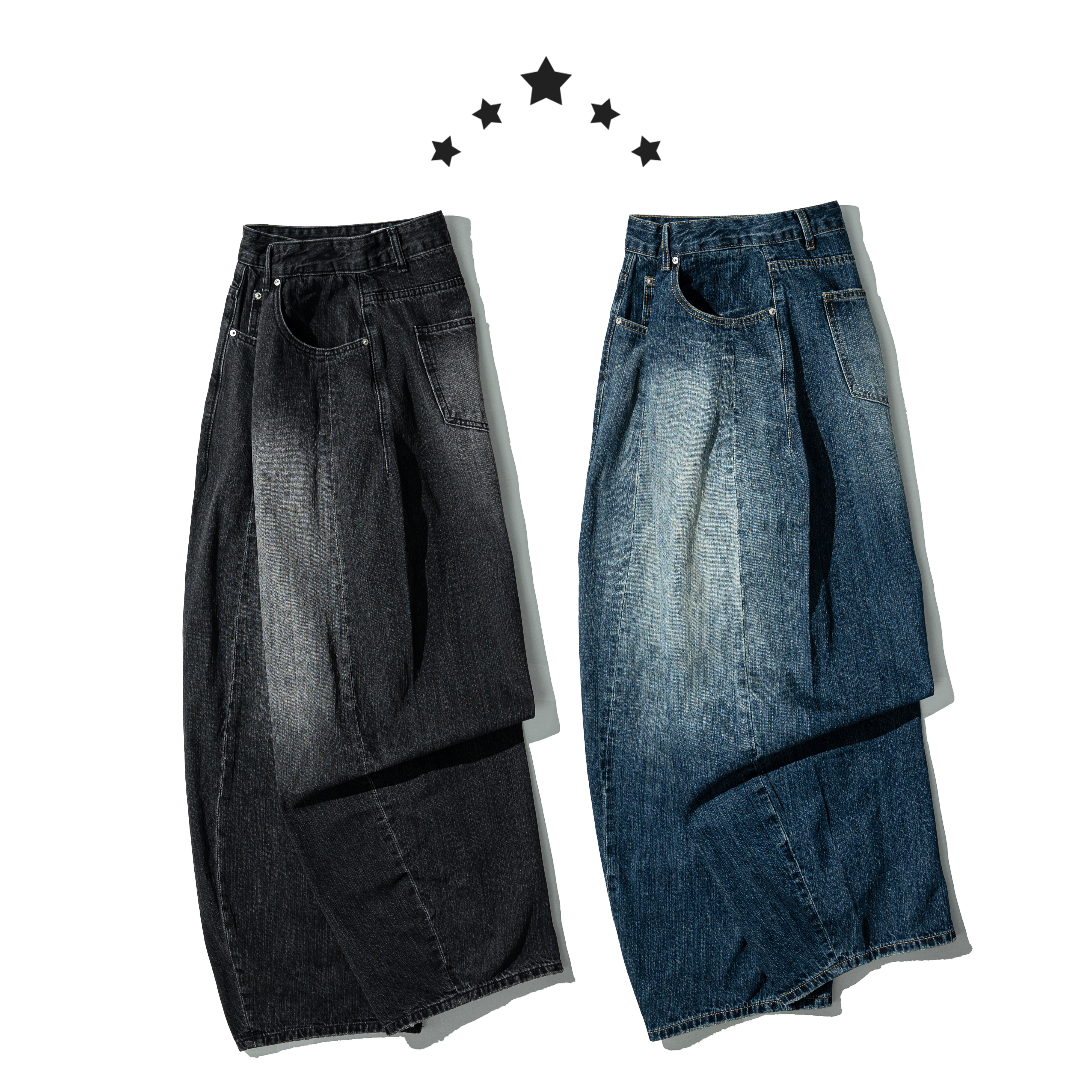 Washed Wide Leg Jeans 闊腿 水洗刷色 牛仔長褲 [B-2580]