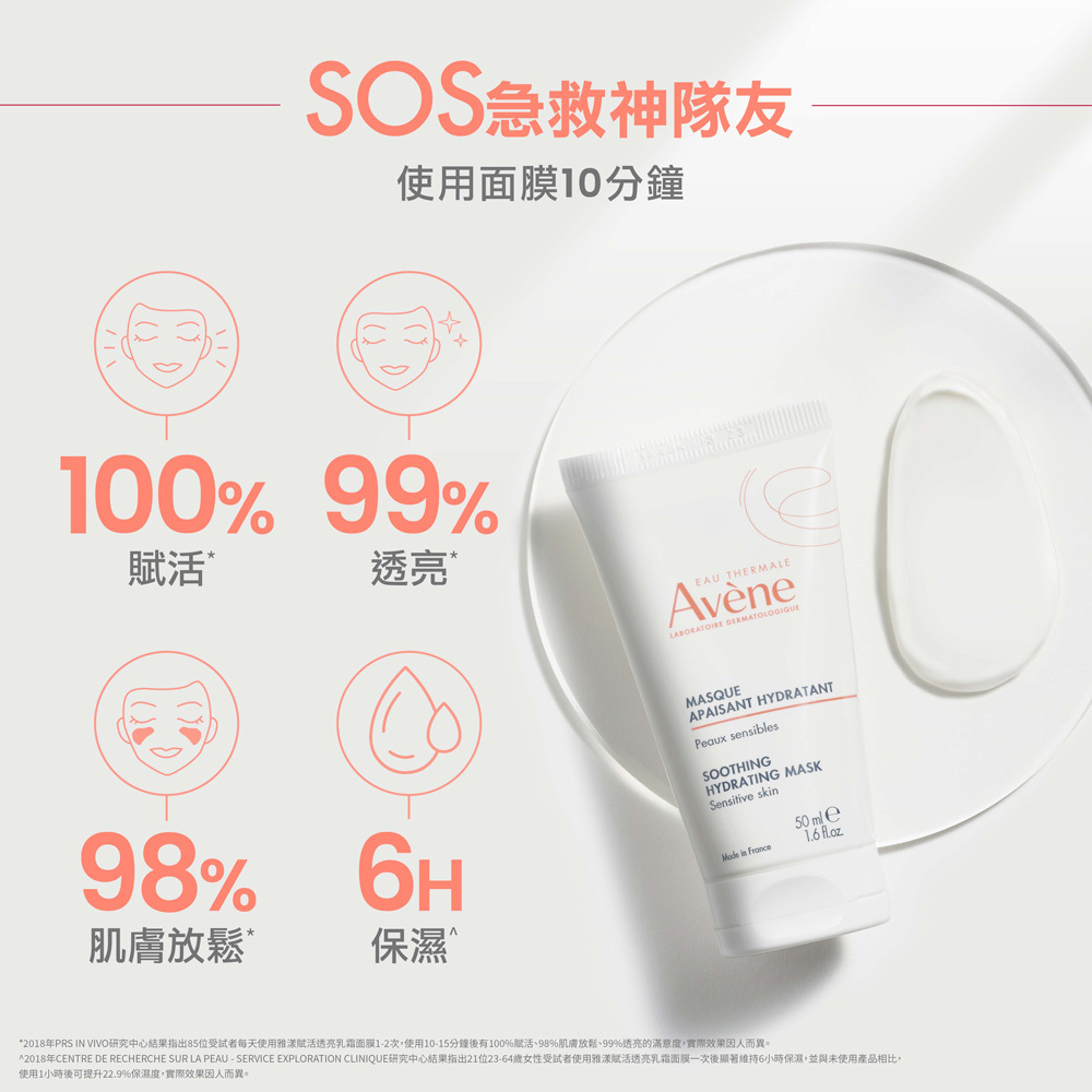 Avene雅漾賦活透亮乳霜面膜 免沖洗面膜 晚安面膜 晚霜