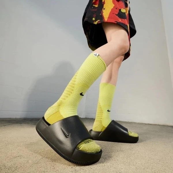 NIKE 拖鞋 CALM SLIDE 黑色 防水 厚底 麵包拖鞋 女 DX4816-001