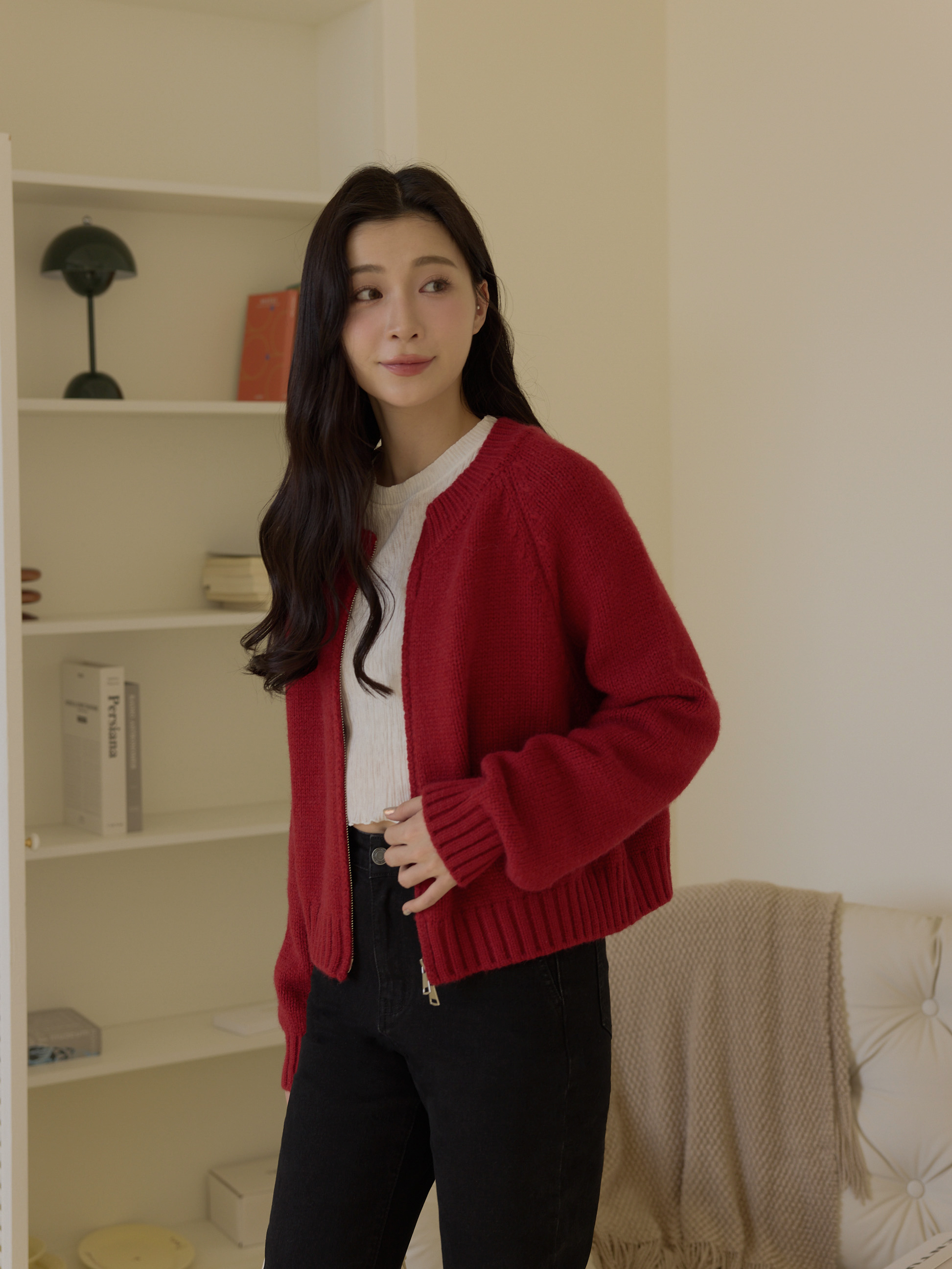 簡約雙拉鍊針織上衣