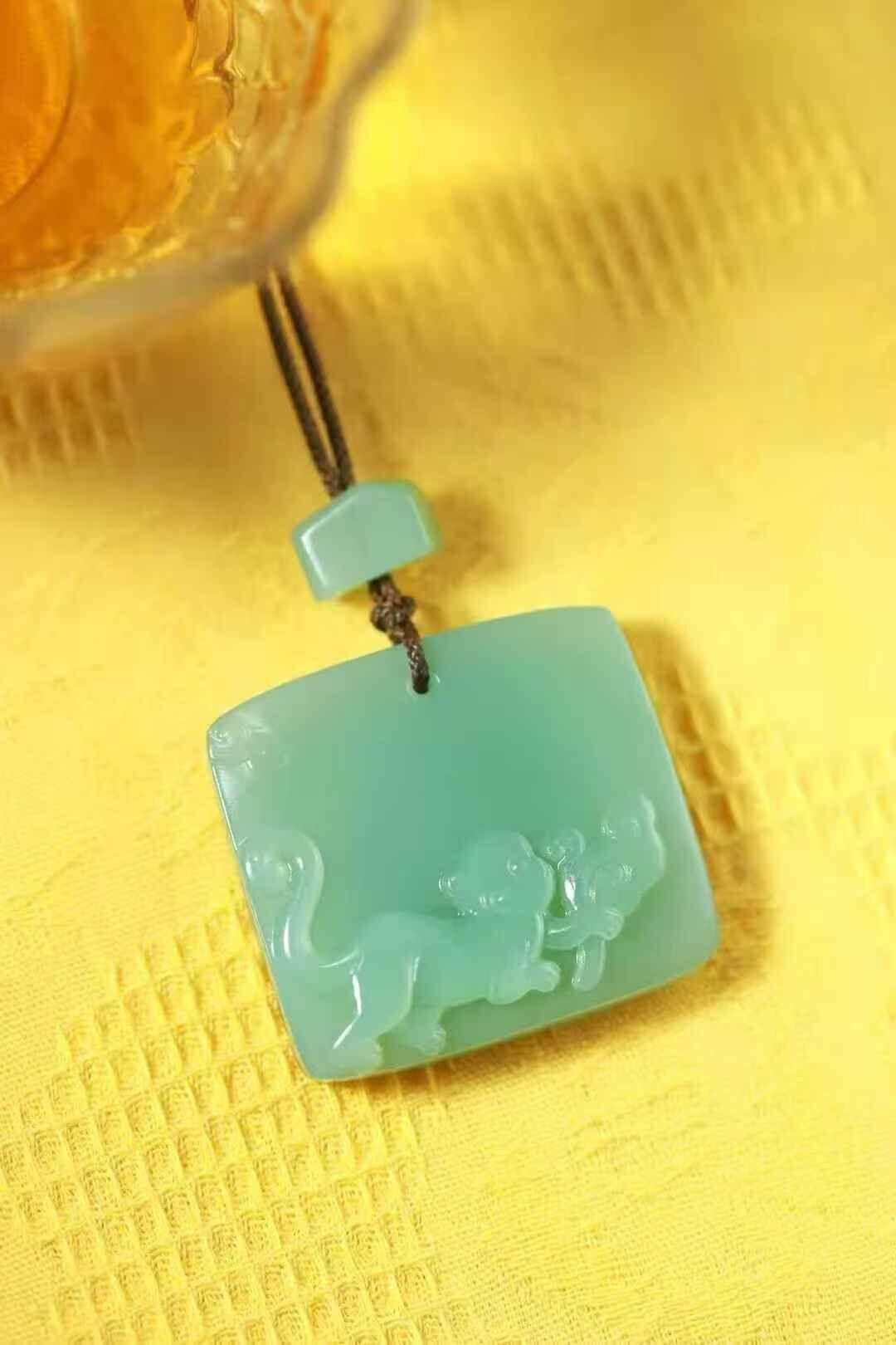 97723 和田玉碧玉粉靈猴獻瑞