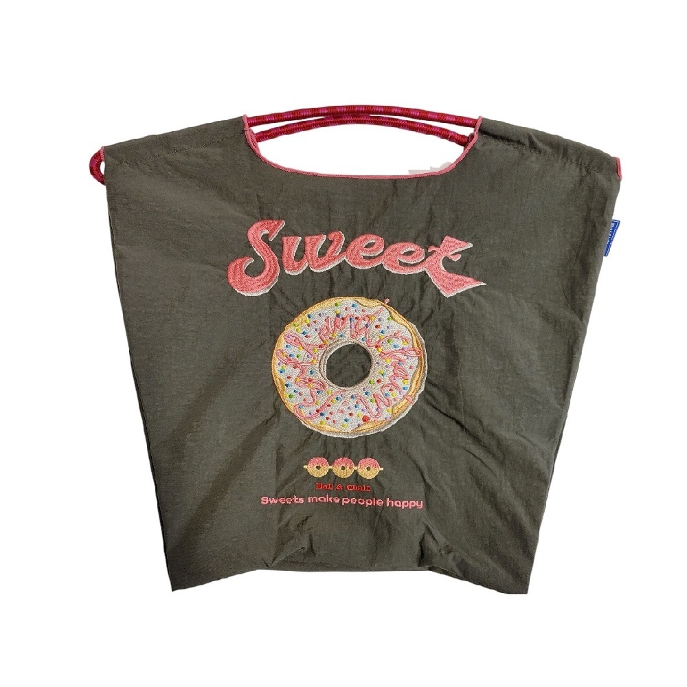 Ball＆Chain 刺繡環保購物袋 M號 - 灰 (30103161)