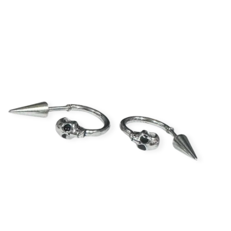 鋼鎖珠-立體骷髏C圈+尖錐鎖珠 (單支價)