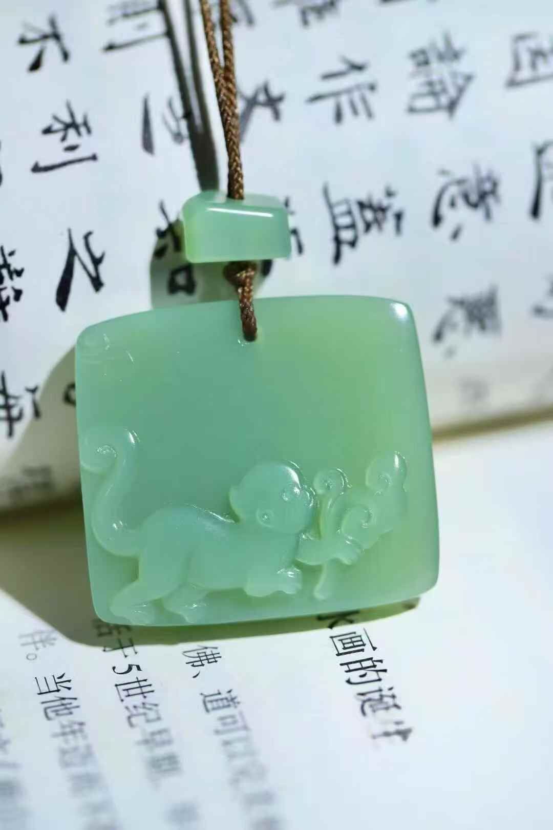 和田玉碧玉粉靈猴獻瑞,天然和田玉軟玉
