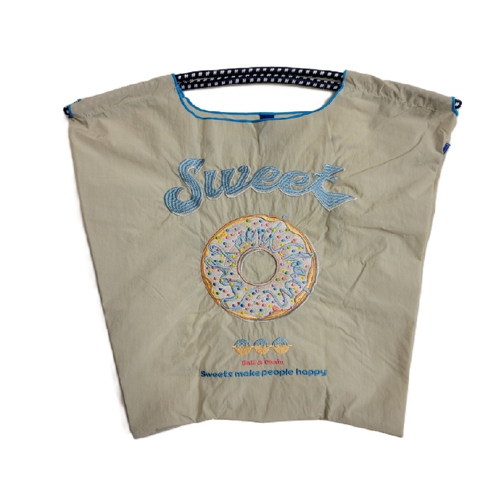 Ball＆Chain 刺繡環保購物袋 M號 - 淺灰 (30103127)