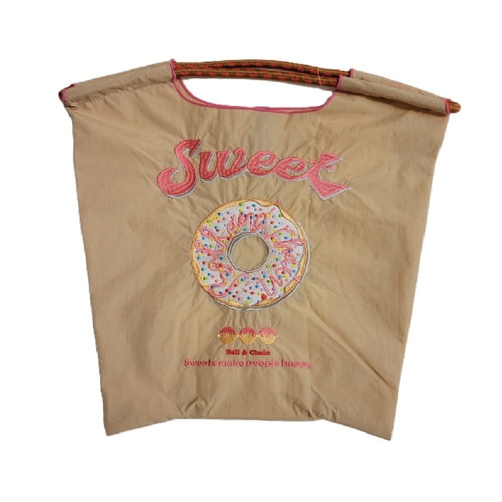 Ball＆Chain 刺繡環保購物袋 M號 - 卡其 (30103103)