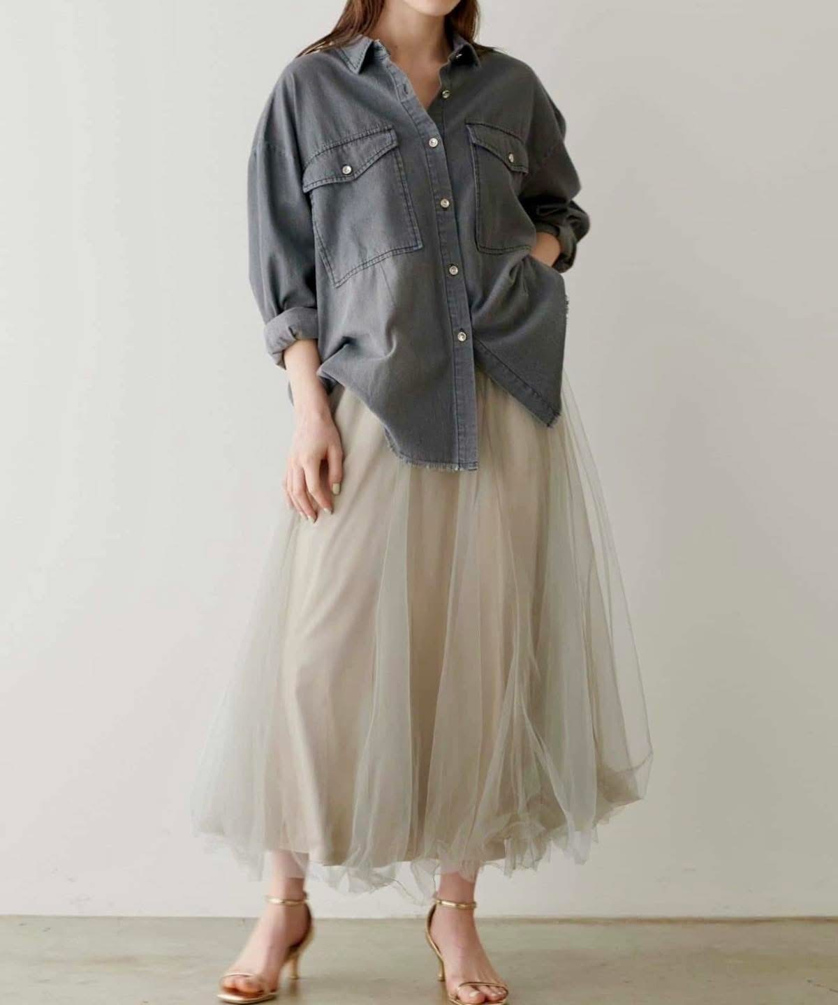 LARUTA(ラルータ)  ボリュームチュールスカート灰（3052010070）