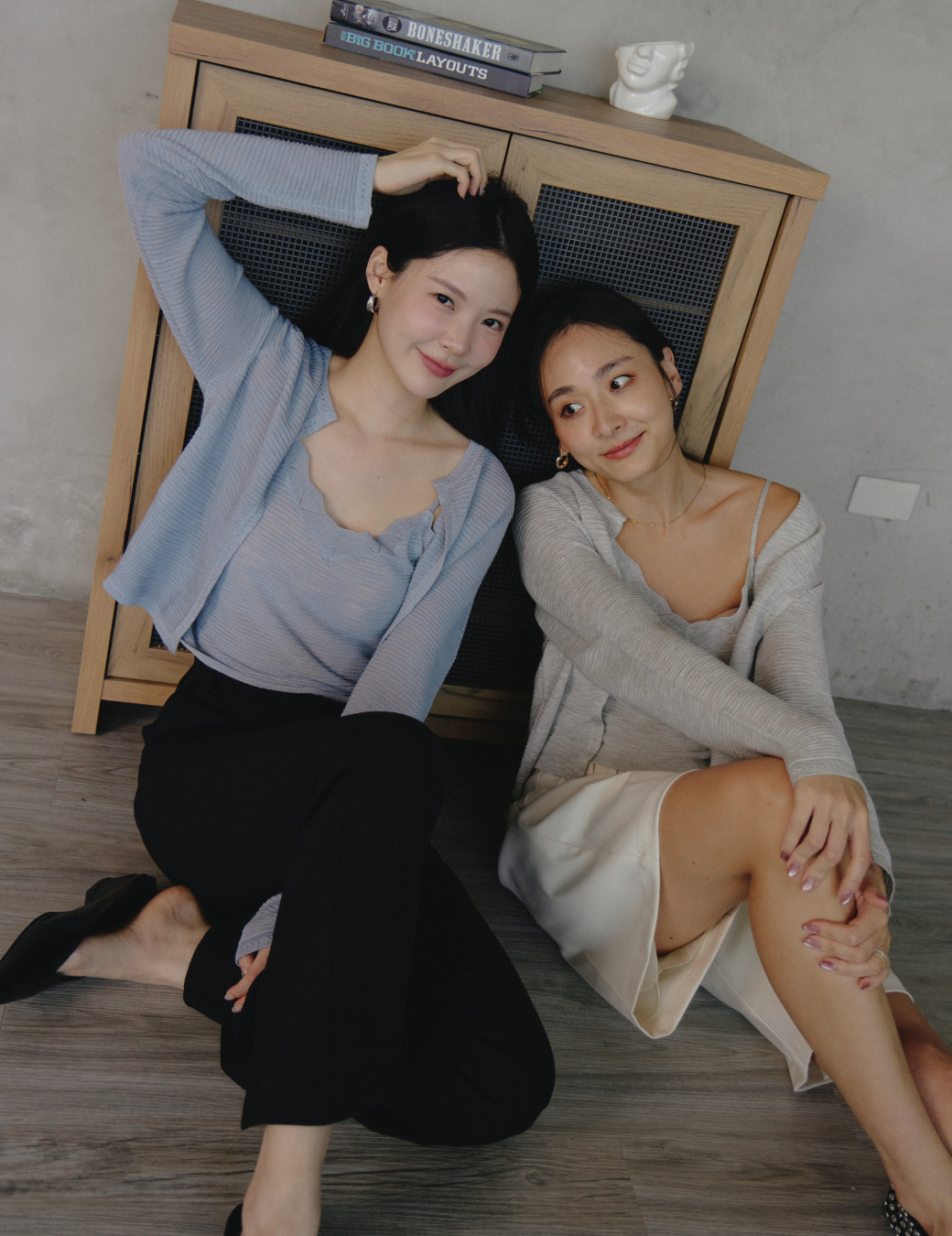 竹節紋針織背心套裝（淡藍色/3尺寸）