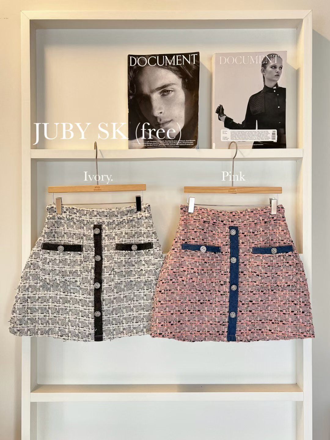 AS5001 後橡筋Tweed格紋A字短裙