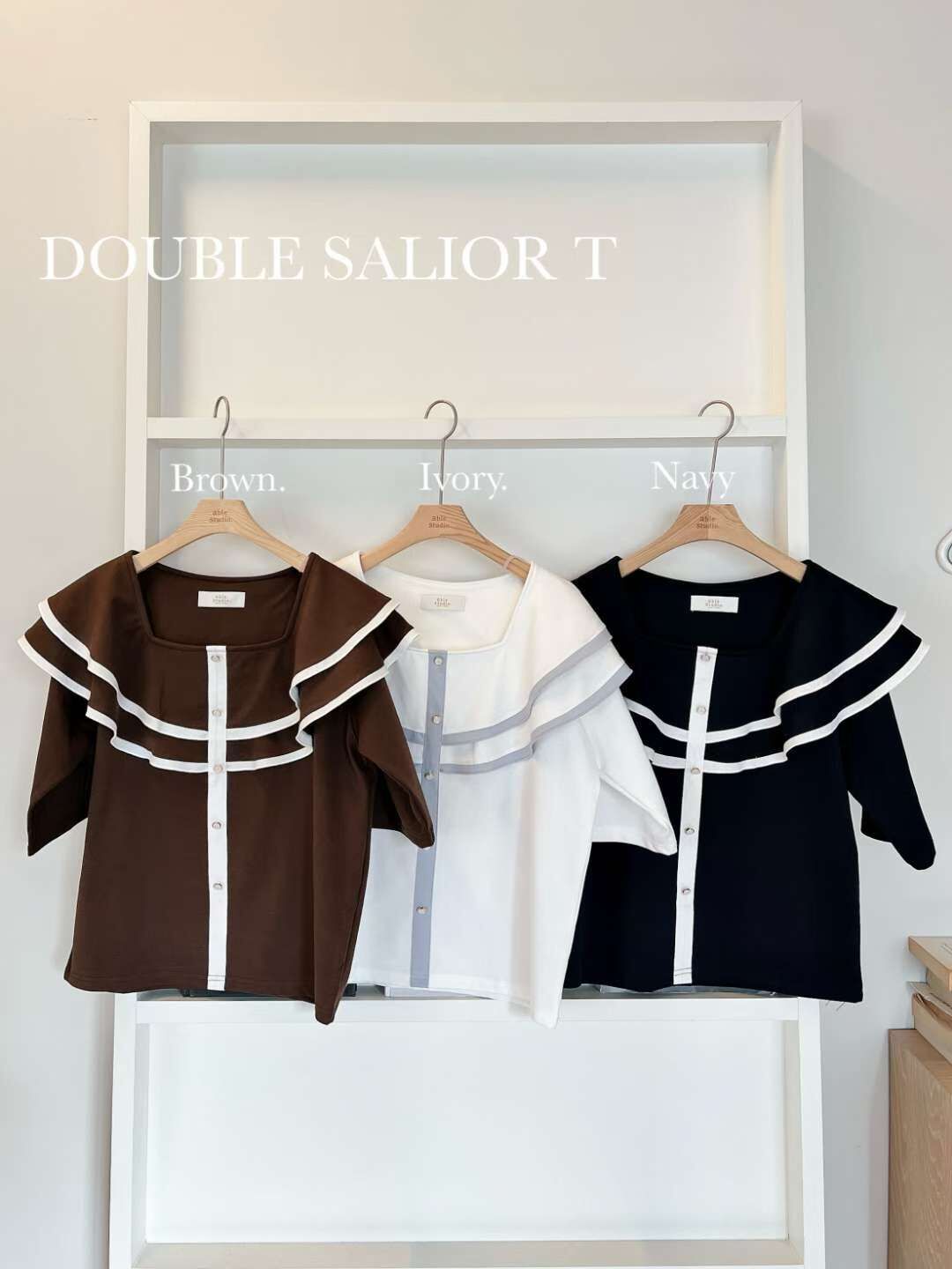 AS5009 荷葉拼色邊飄逸上衣