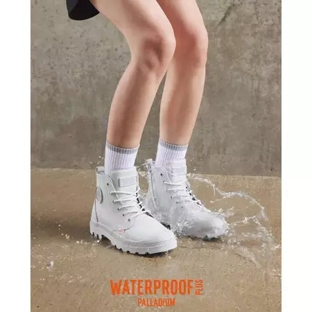 男女鞋 PALLADIUM PAMPA HI Z COATED WP+ 米白 冰河灰 棕櫚綠 皮革 拉鍊 中筒 防水靴【74069】
