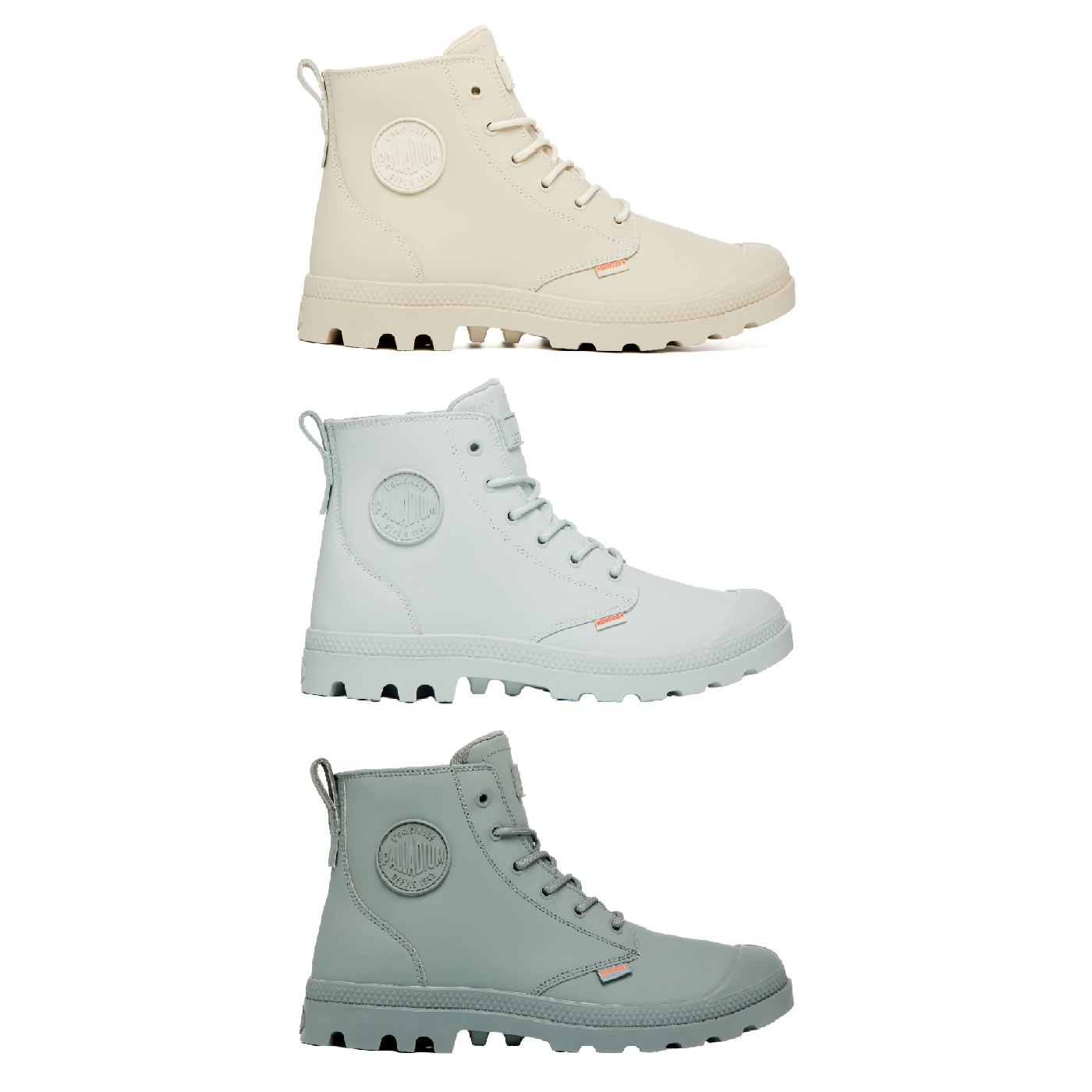 男女鞋 PALLADIUM PAMPA HI Z COATED WP+ 米白 冰河灰 棕櫚綠 皮革 拉鍊 中筒 防水靴【74069】
