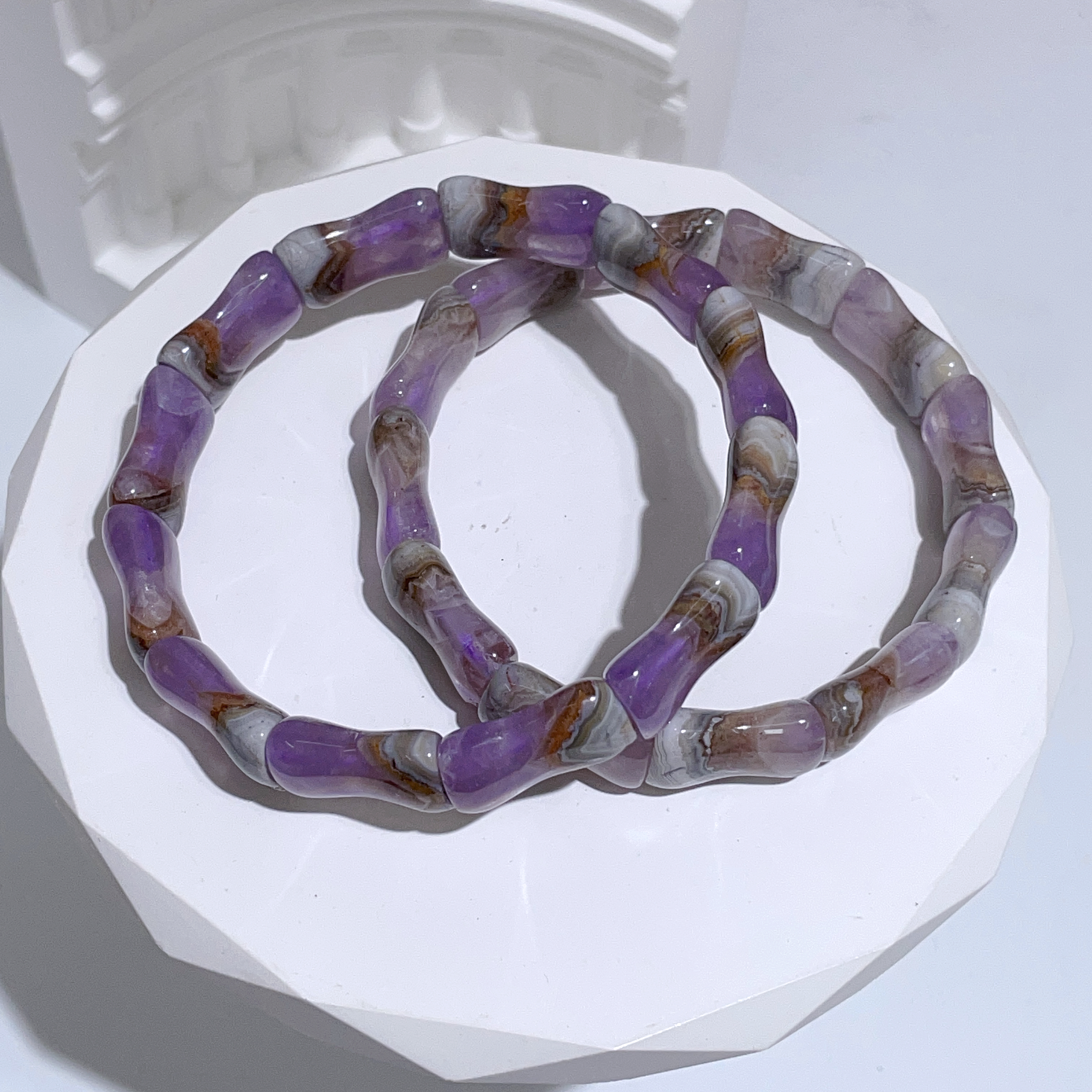 敦煌極光紫瑪瑙竹節手排 13mm