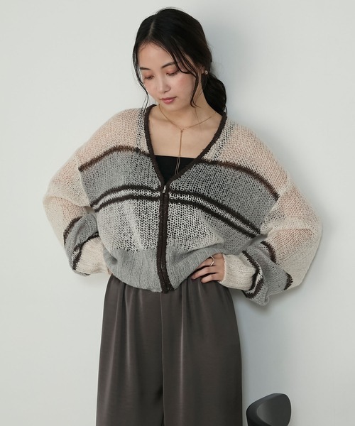 日本🇯🇵連線 Forksy 馬海毛透膚拉鍊開襟衫 針織 開襟衫 外套 拉鍊外套 套頭衫 外搭 長袖 2色(任買兩件711免運)/預購