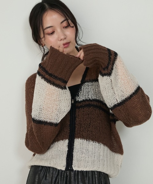 日本🇯🇵連線 Forksy 馬海毛透膚拉鍊開襟衫 針織 開襟衫 外套 拉鍊外套 套頭衫 外搭 長袖 2色(任買兩件711免運)/預購