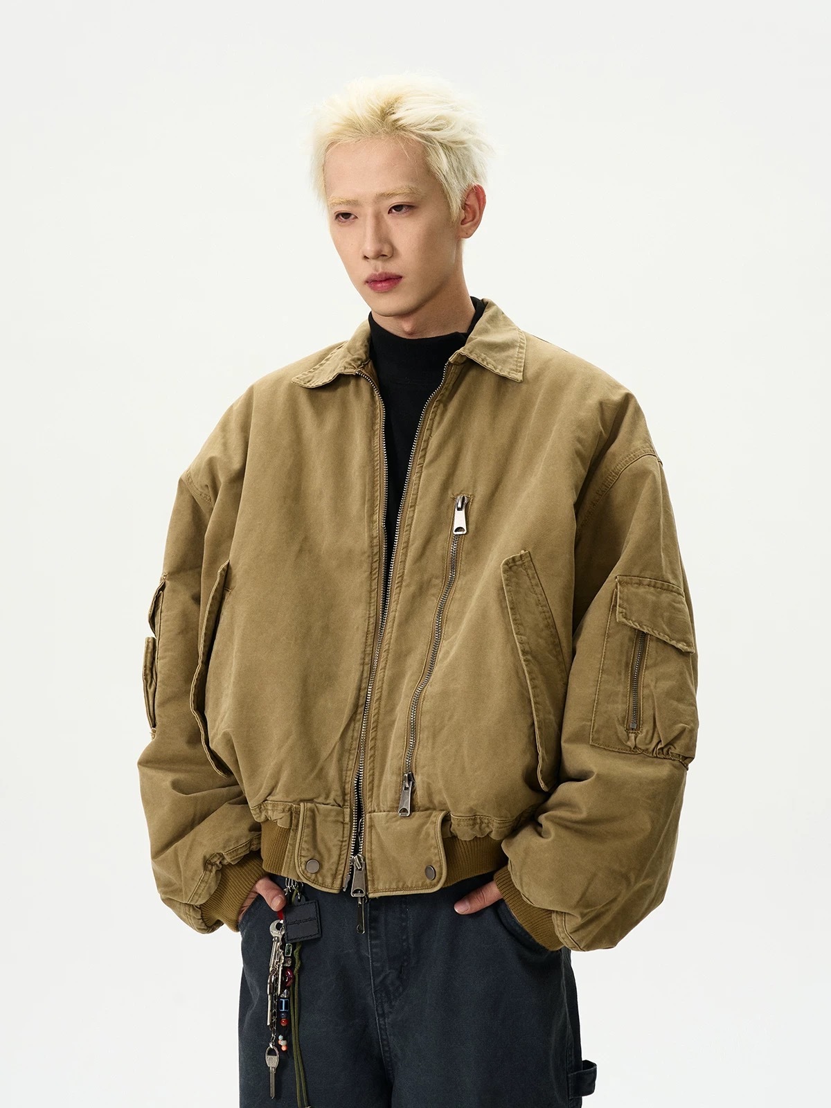 SIMPLEACTION 美式復古做舊cleanfit翻領外套