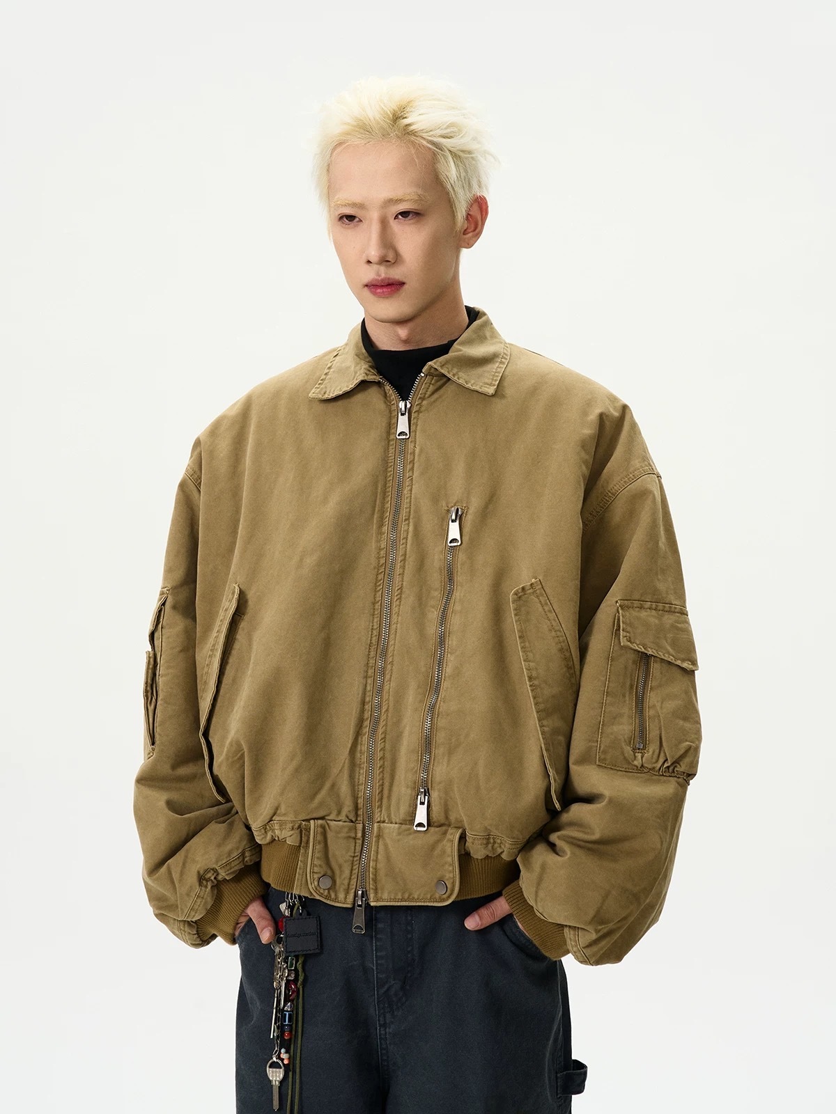 SIMPLEACTION 美式復古做舊cleanfit翻領外套