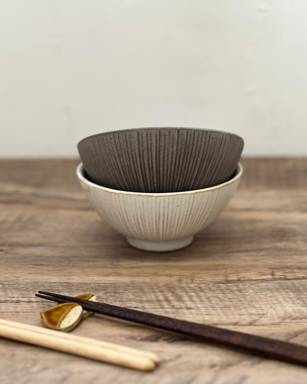 益子燒 SEN 十草飯碗 (一對)｜職人 若林健吾