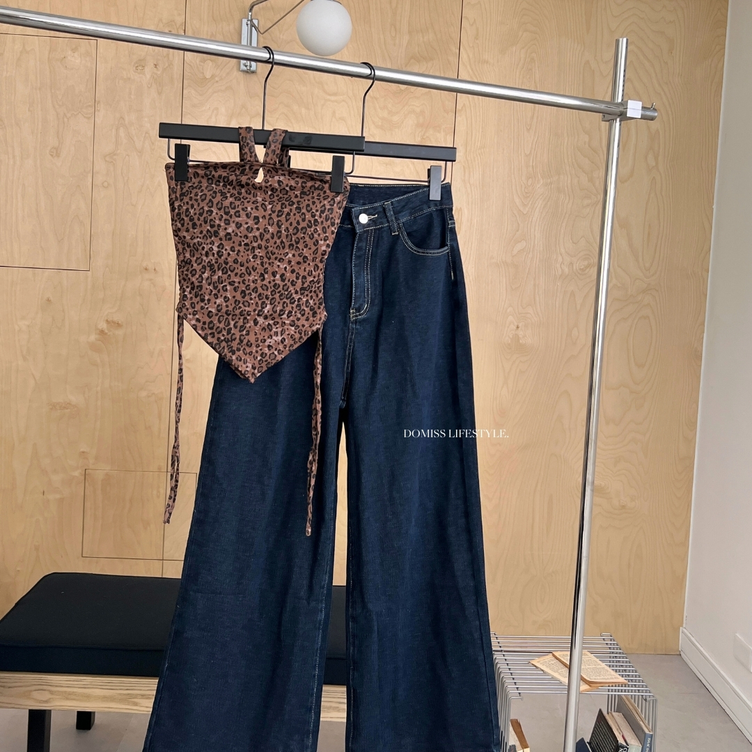 【豹紋甜辣】DOMISS綁帶 背心V字 下擺性感背心 掛脖背心 (現貨)