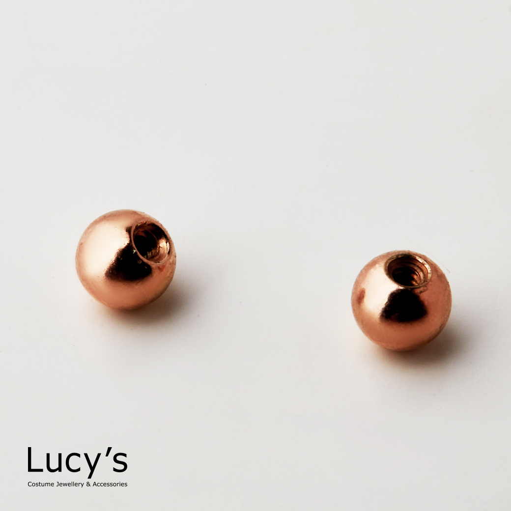 Lucy's 純銀圓轉珠 (玫金) (一對)