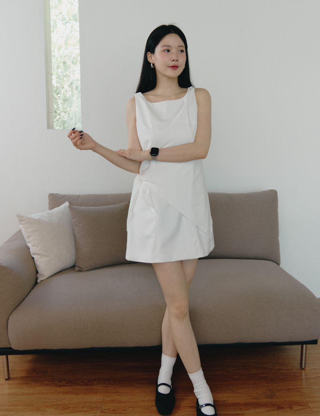 腰綁巾設計短洋裝（3尺寸）