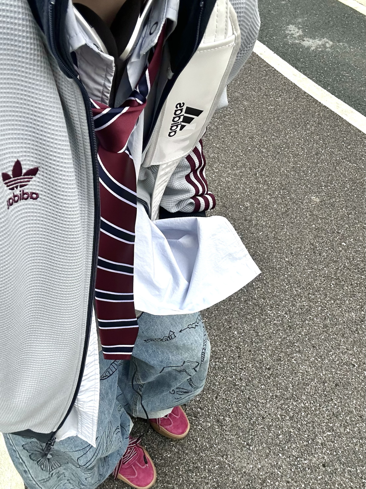 代購-adidas originals TRACK TOP 華夫格 立領 外套 藍灰 KB8953