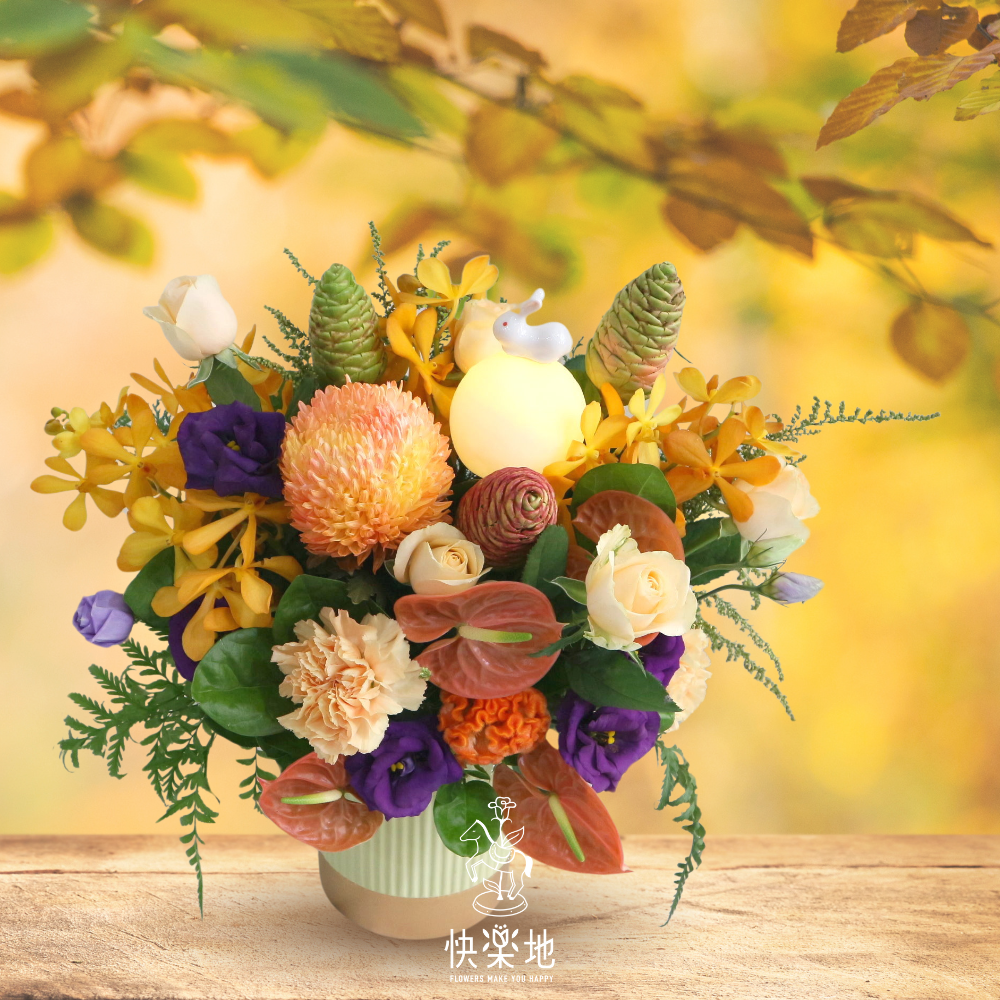 中秋送禮,中秋節花禮,中秋送花,中秋節,禮籃,月亮燈,花籃,花盒,月球燈,鮮花