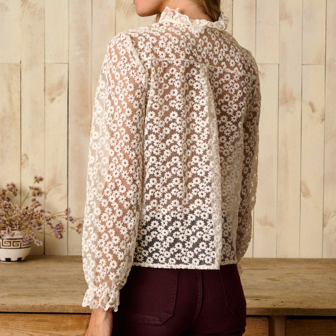 1PM0914-071 POLIN ET MOI Lille Embroidered Shirt White #199987 (C-EU-E)