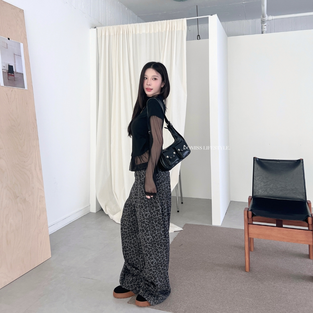 【造型小心機】DOMISS 網紗假兩件上衣-2色 層次感 拼接長袖上衣 (現貨)